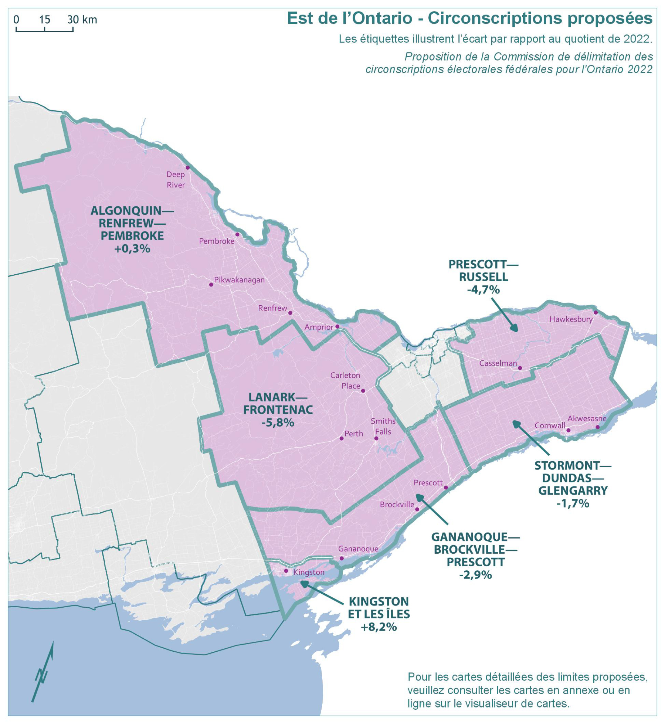 Est de l’Ontario - Circonscriptions proposées 