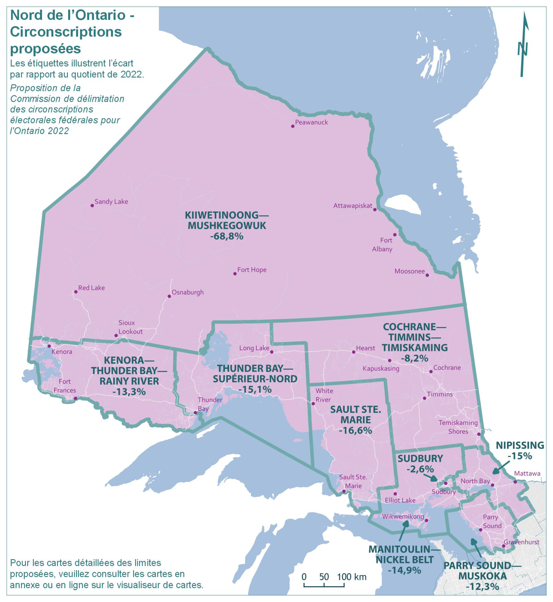 Nord de l'Ontario - Circonscriptions proposées