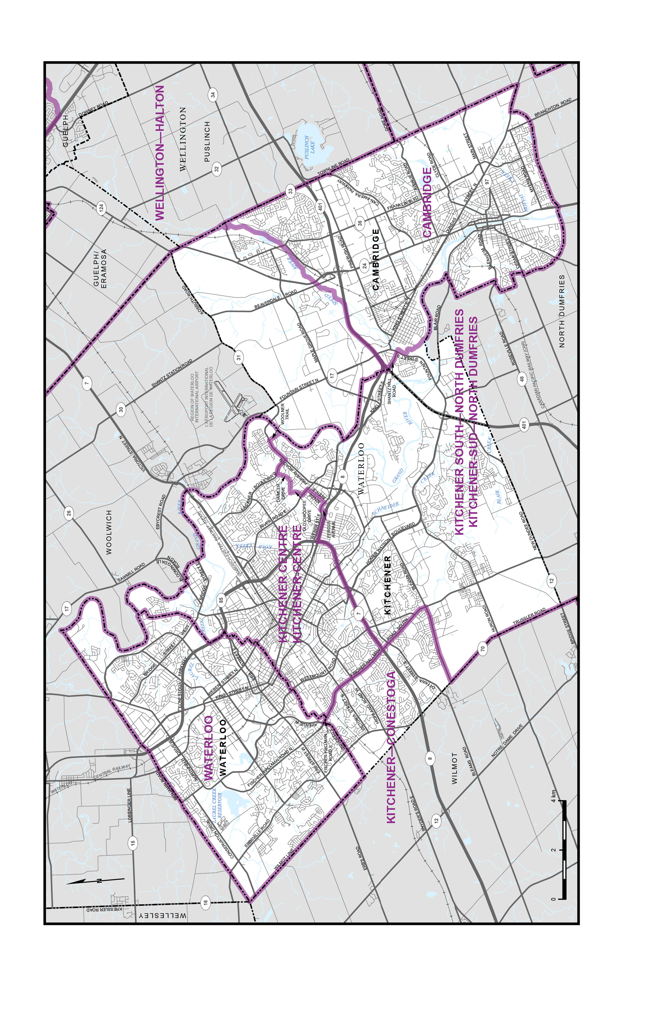 Carte 8 – Villes de Cambridge, Kitchener et Waterloo 
