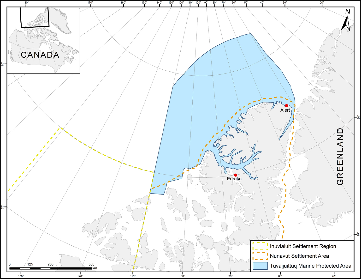 Figure 1: Map of the Tuvaijuittuq Marine Protected Area – Text version below the image