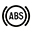 Symbole montrant, en contour, un cercle, entre parenthèses, à l’intérieur duquel figurent les lettres ABS.