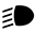 Symbole montrant, en silhouette, la vue latérale gauche d’un réflecteur parabolique émettant vers le bas quatre lignes droites qui sont parallèles et obliques.