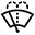 Symbole montrant, en contour, un pare-brise sur lequel repose, en oblique, une ligne représentant un essuie-glace et qui est traversé au centre par une ligne verticale et pointillée qui se divise au-dessus de sa partie supérieure en deux demi-cercles pointillés en directions opposées.