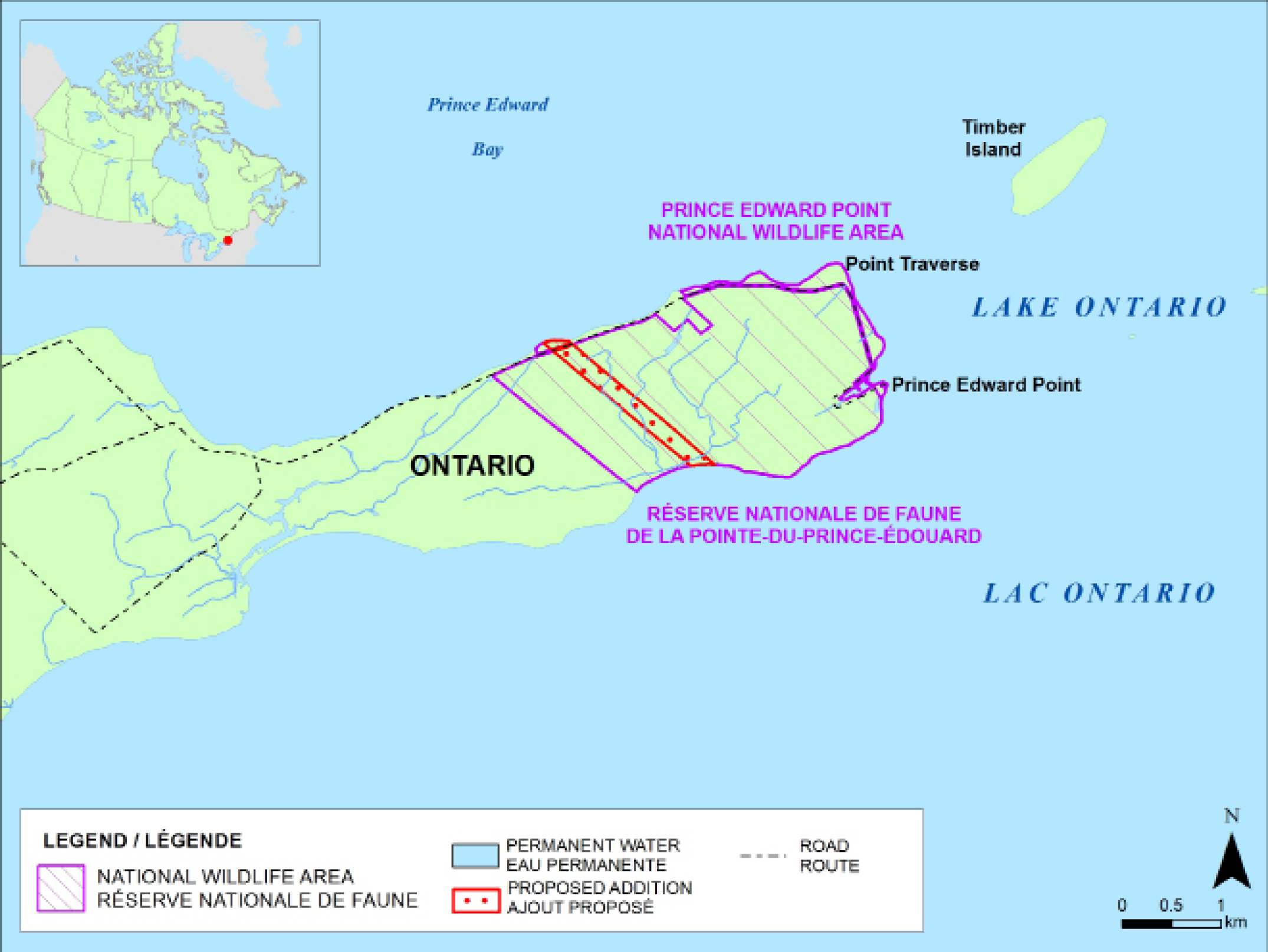 Figure 2. Carte des ajouts à la réserve nationale de faune de la Pointe-du-Prince-Édouard