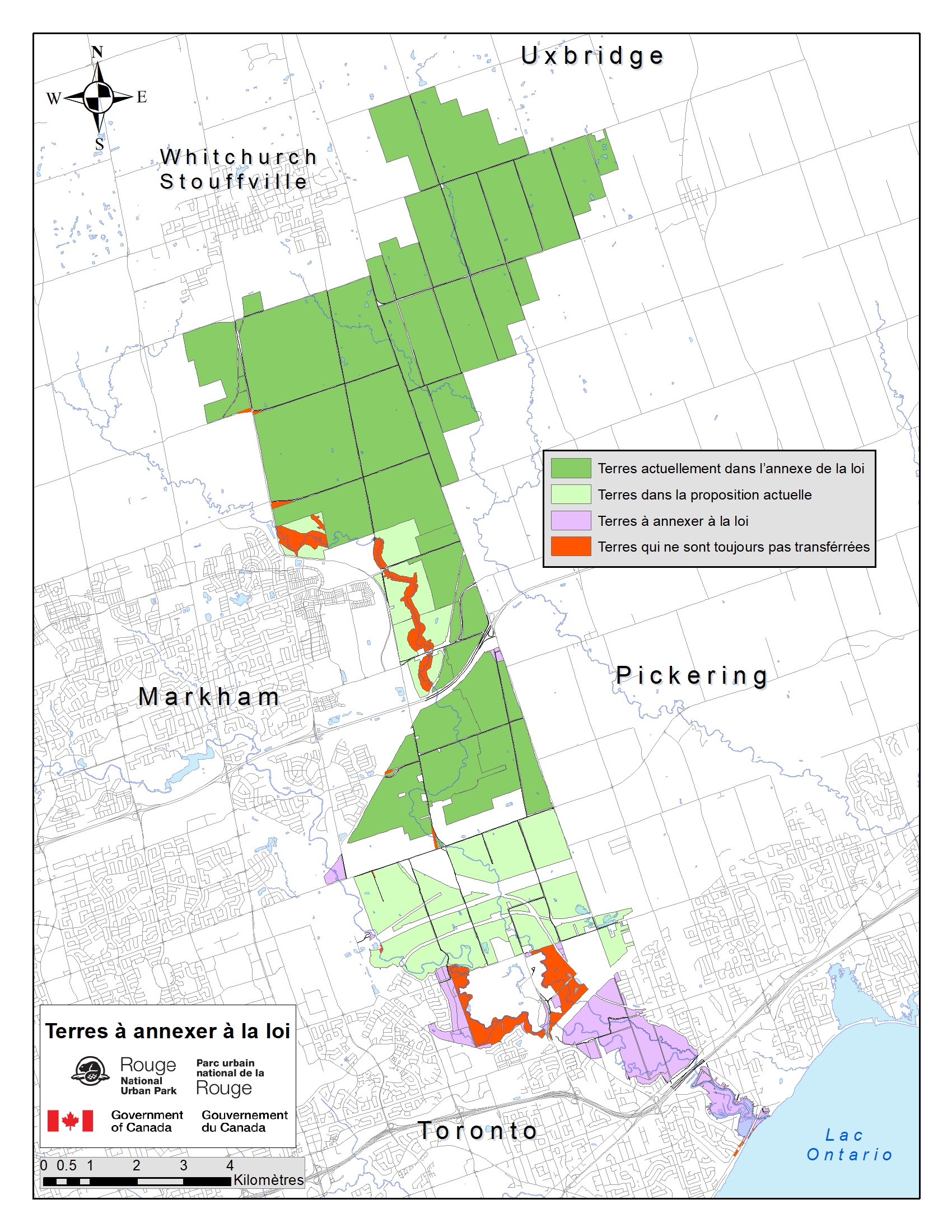 Figure 1 : Transfert des terres de Toronto – Version textuelle en dessous de l'image