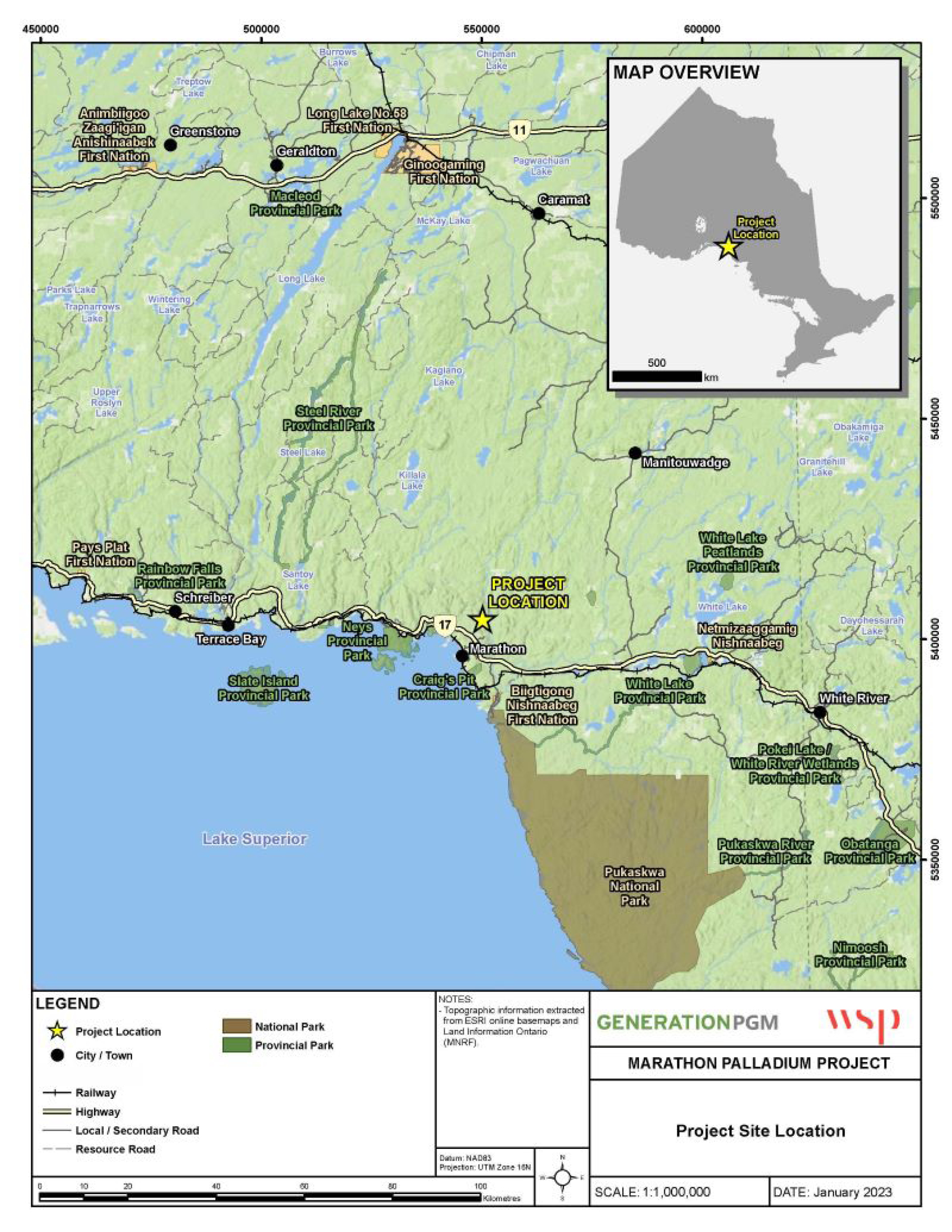 Figure 1: Location of the Marathon Palladium Project – Text version below the image