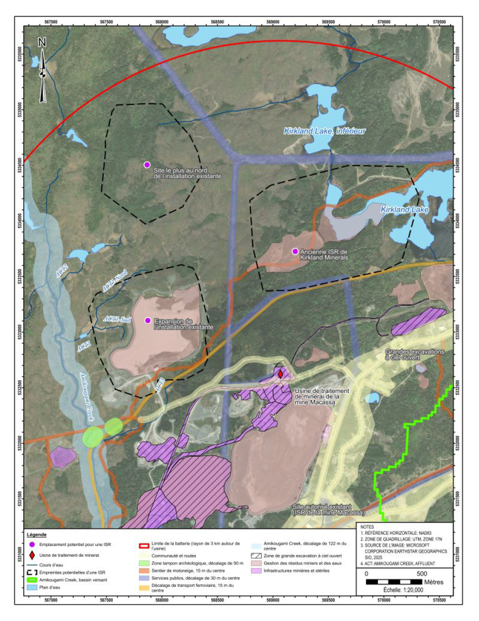 Figure&nbsp;3&nbsp;: Localisations des options pour l’élimination des déchets miniers  – Version textuelle en dessous de la carte