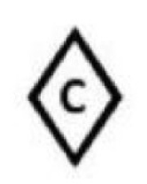 Symbole qui consiste en un losange dont la plus longue diagonale est verticale et au centre duquel figure un C majuscule.