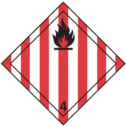 Symbol: Class 4.1, Flammable Solids – Text version below the image