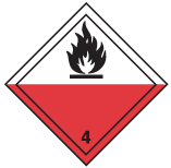 Symbol: Class 4.2, Substances Liable to Spontaneous Combustion – Text version below the image