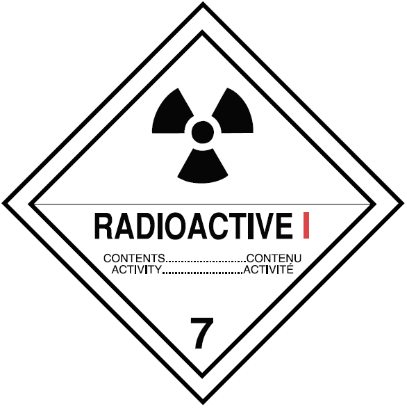 Class 7, Radioactive Material Category I – White – Text version below the image