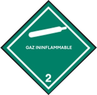 Classe 2.2, Gaz ininflammables, non toxiques – Version textuelle en dessous de l'image